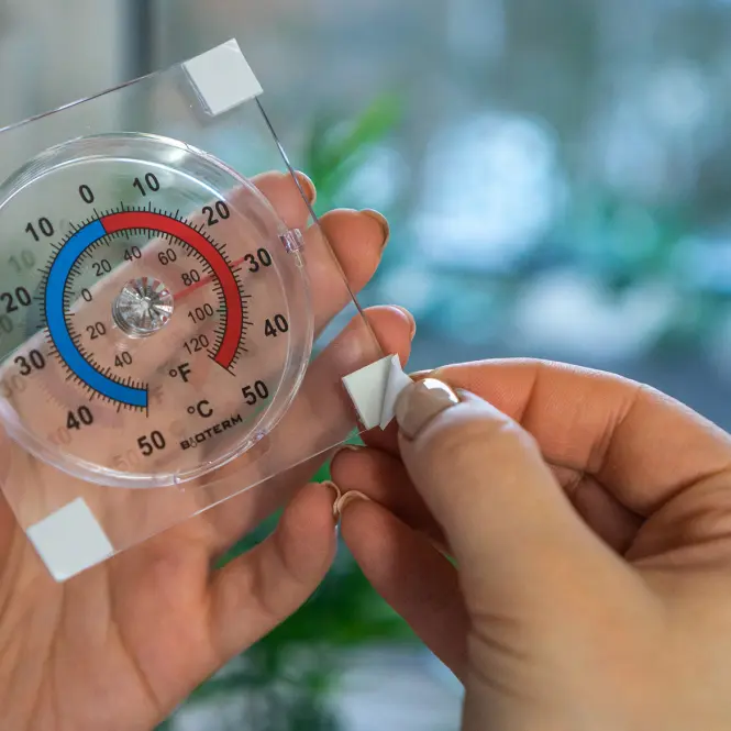 Univerzálny samolepiaci priesvitný teplomer (-50/50 °C)