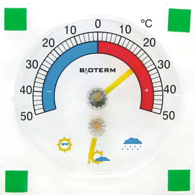 Univerzálny samolepiaci priesvitný teplomer s vlhkomerom (-50/50 °C)