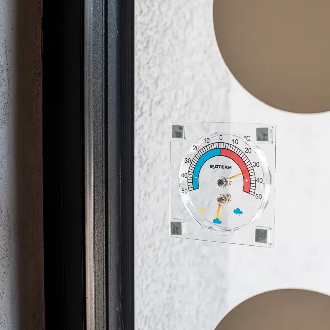 Univerzálny samolepiaci priesvitný teplomer s vlhkomerom (-50/50 °C),3