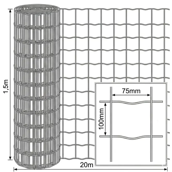Zvárané pletivo 1,5x20 m 100x75 antracit GME1520A