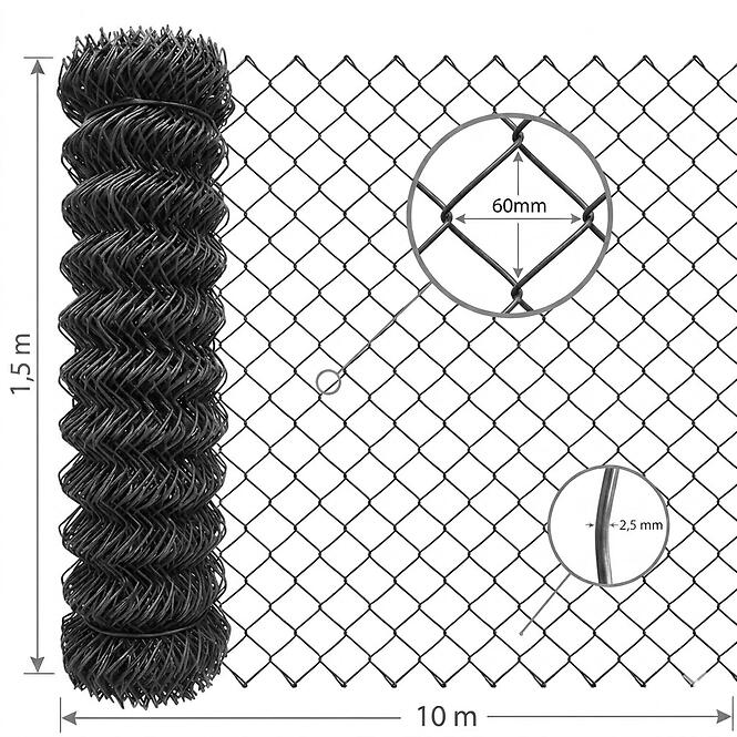 Pletená sieť 1,5x10 m 2,5 mm 60 mm pozinkovaný GMC1510Z