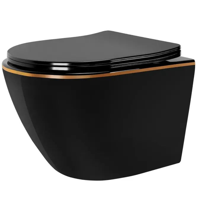 Závesná WC misa Carlo Min Tornado Black Gold Edge