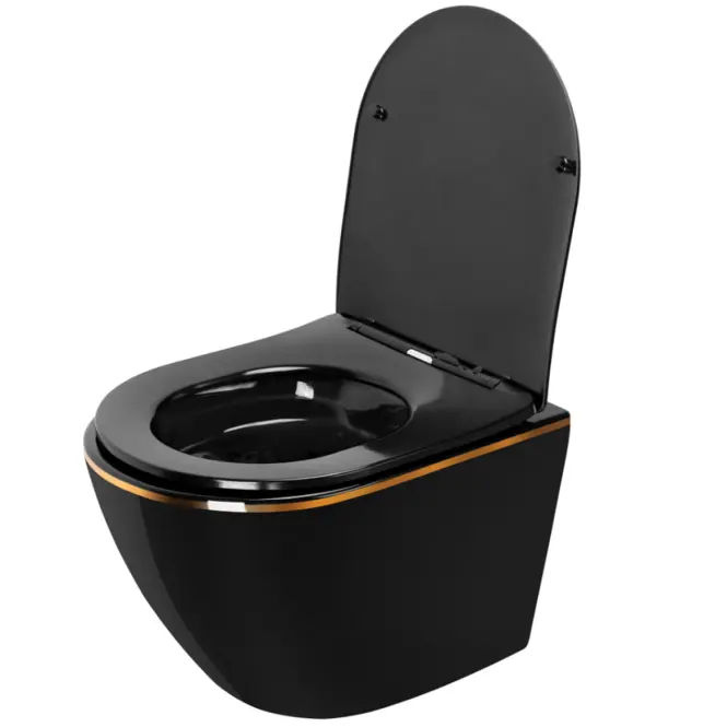 Závesná WC misa Carlo Min Tornado Black Gold Edge