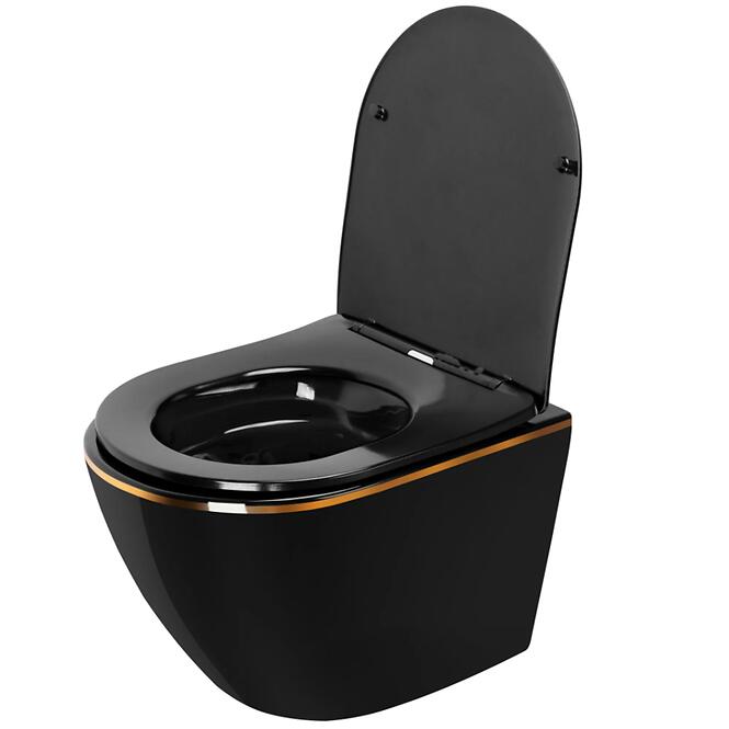 Závesná WC misa Carlo Min Tornado Black Gold Edge