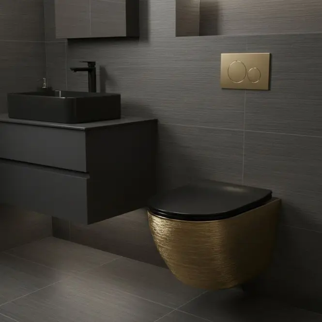 Závesná WC misa Carlo Mini Tornado Gold Brush