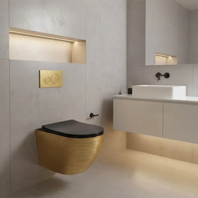 Závesná WC misa Carlo Mini Tornado Gold Brush
