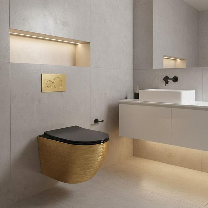 Závesná WC misa Carlo Mini Tornado Gold Brush