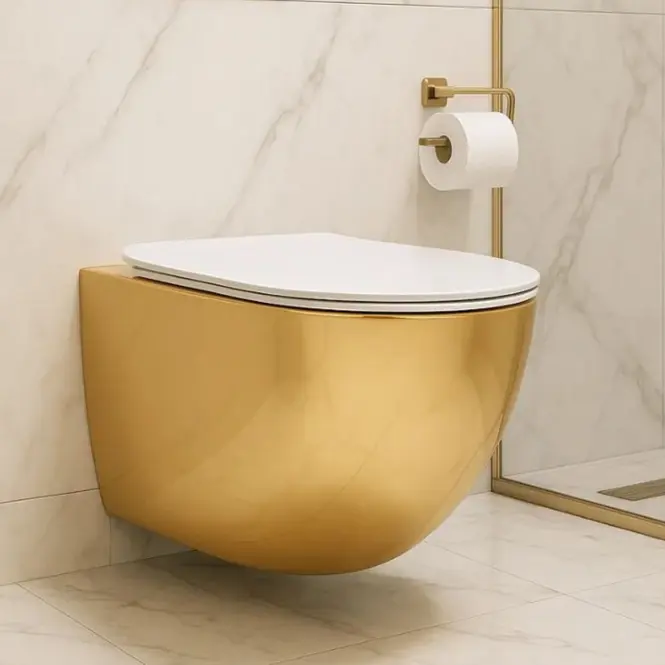Závesná WC misa Carlo Mini Tornado  Gold