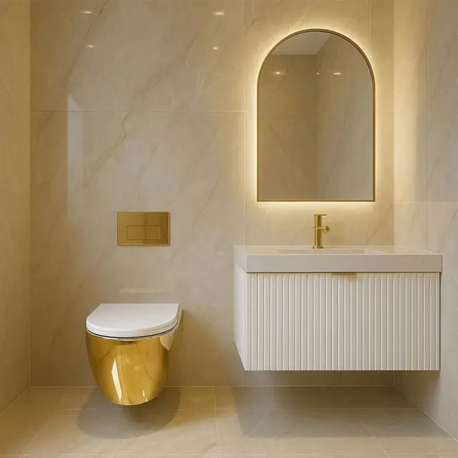 Závesná WC misa Carlo Mini Tornado  Gold