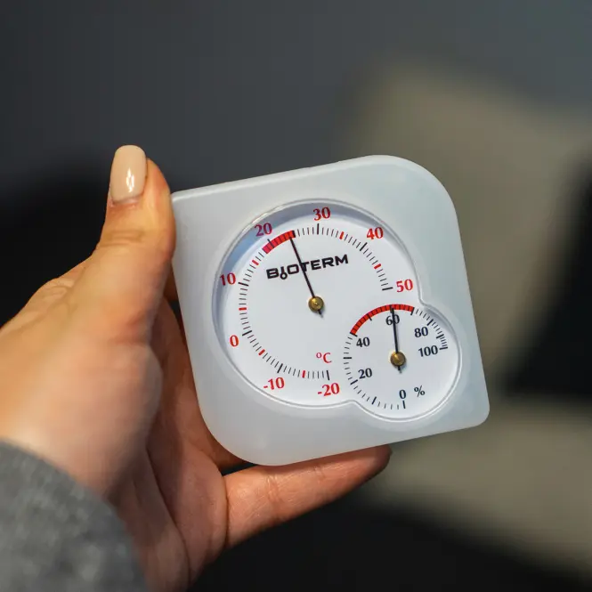 Vnútorný bimetalový teplomer s vlhkomerom (-20/50 °C) mix