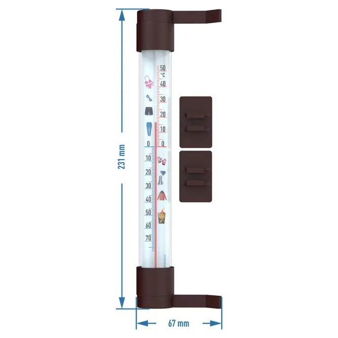 Vonkajší teplomer s grafikou – oblečenie (-50/50 °C) 23 cm mix