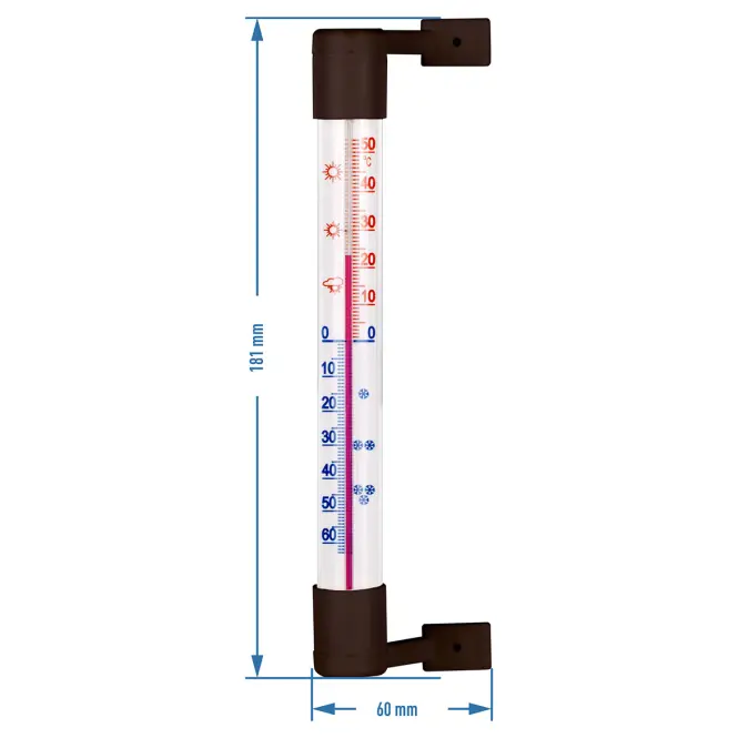 Vonkajší teplomer hnedý (-50/50 °C) 18 cm