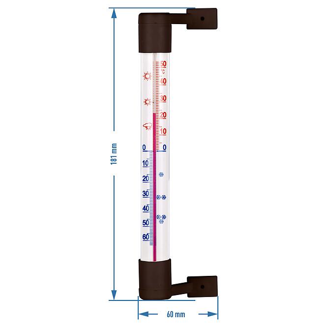 Vonkajší teplomer hnedý (-50/50 °C) 18 cm