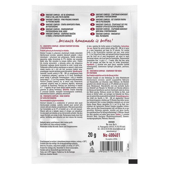 Vinistart complex štartovacia súprava pre víno 20 g