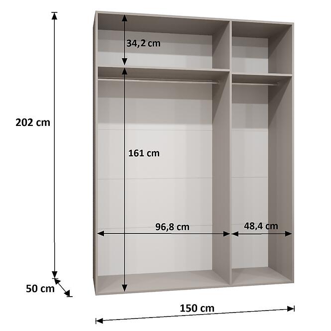 Skriňa Sandi 1-150 kašmír/kašmír,2