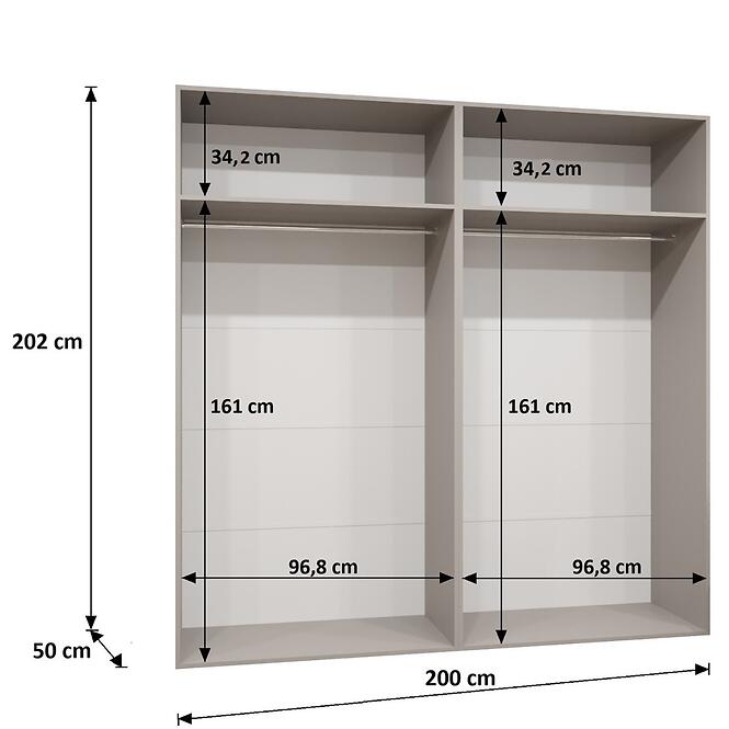 Skriňa Sandi 1-200 biela/kašmír,2