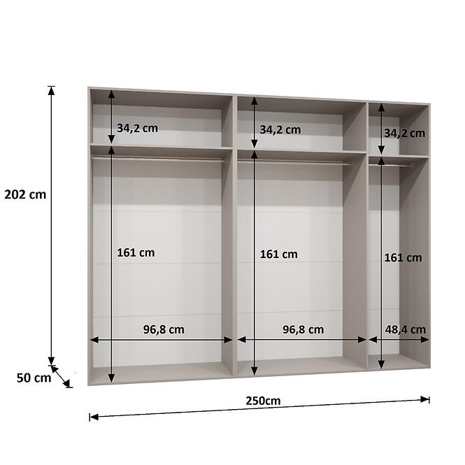 Skriňa Sandi 1-250 kašmír/čierna