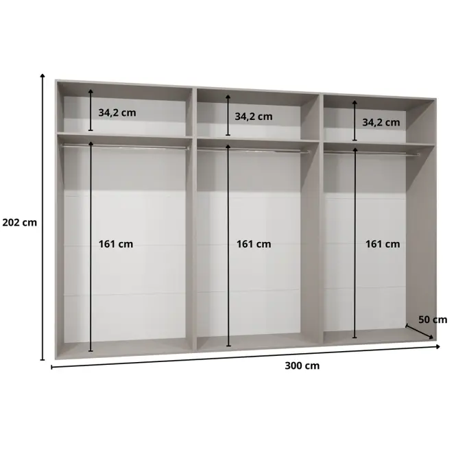 Skriňa Sandi 1-300 (3x100) čierna/čierna