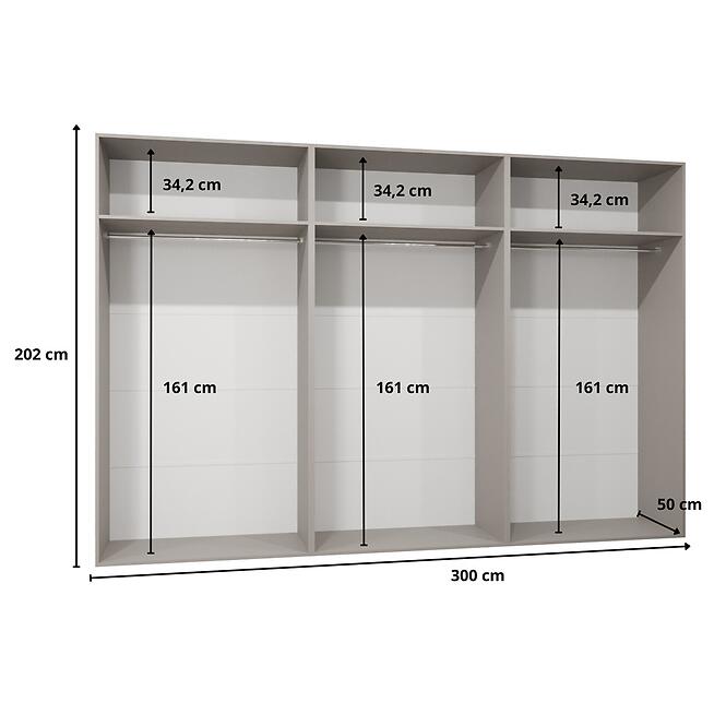 Skriňa Sandi 1-300 (3x100) biela/kašmír