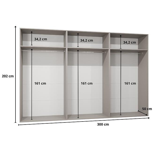 Skriňa Sandi 2-300 (3x100) biela/zlatá
