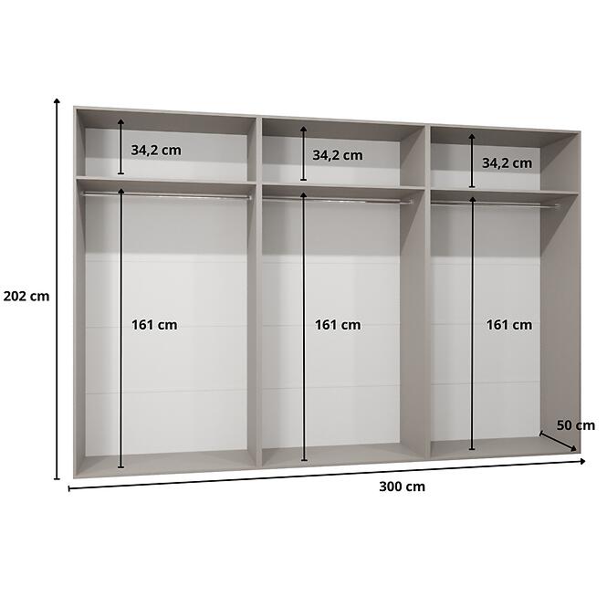 Skriňa Sandi 3-300 (3x100) biela/čierna