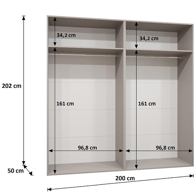 Skriňa Sandi 3-200 biela/kašmír,2
