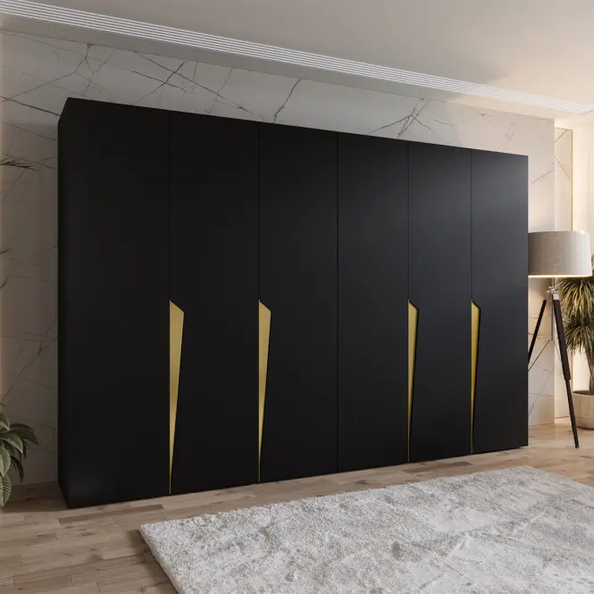 Skriňa Piano 1-300 (2x150) čierna/zlatá