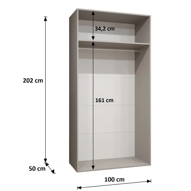 Skriňa Piano 3-100 kašmír/zlatá