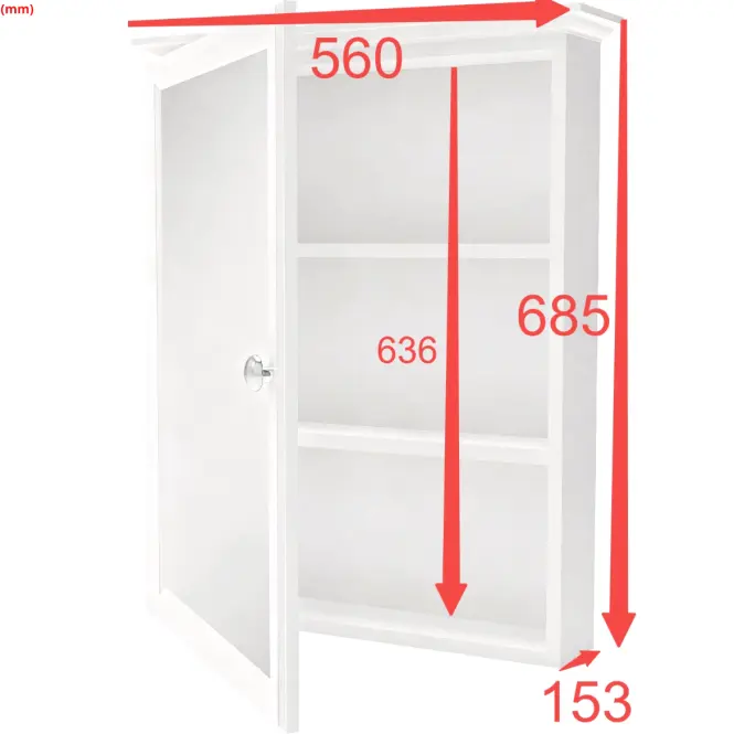 Skrinka Zrkadlová Gina 56 biela,2