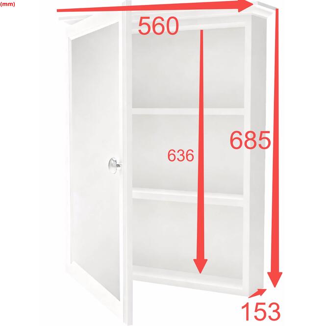 Skrinka Zrkadlová Gina 56 biela,2