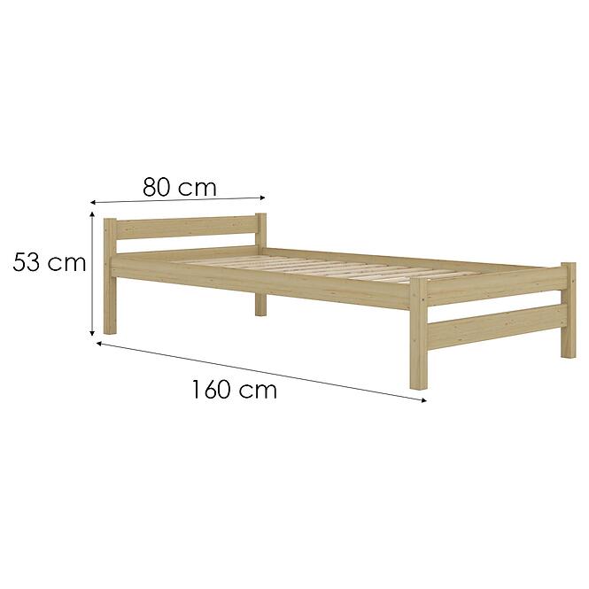 Posteľ Aleks 80x160 prírodná, nelakovaná