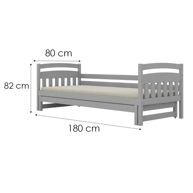 Posteľ Tosia s prístelkou 80x180 sivá