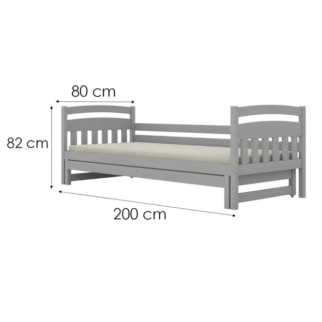 Posteľ Tosia s prístelkou 80x200 sivá