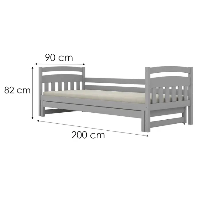 Posteľ Tosia s prístelkou 90x200 sivá,2