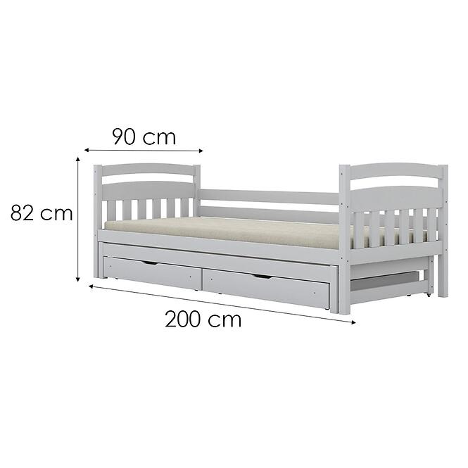 Posteľ Tosia s prístelkou + zásuvky 90x200 biela,3