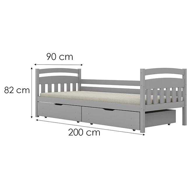 Posteľ Tosia veľké zásuvky 90x200 sivá