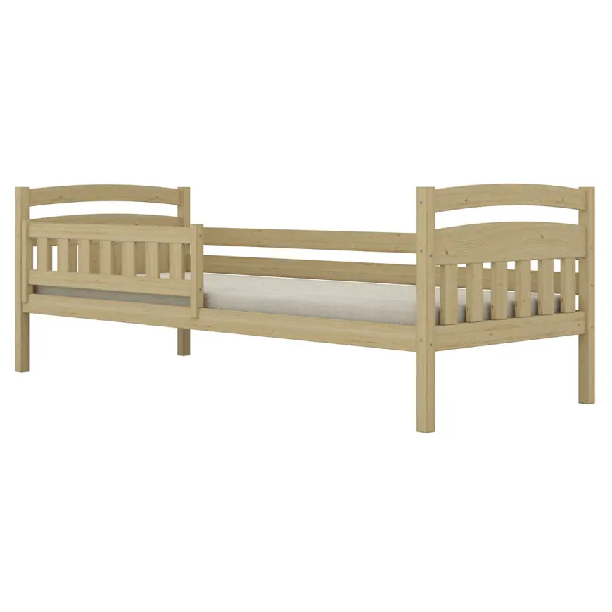 Posteľ Tosia štandard + zábrana 80x180 prírodná, nelakovaná