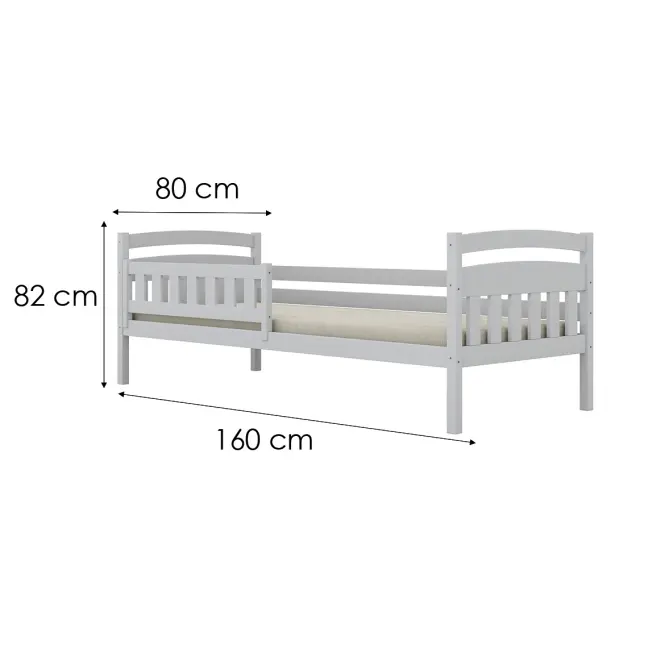 Posteľ Tosia štandard + zábrana 80x160 biela