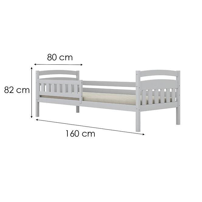 Posteľ Tosia štandard + zábrana 80x160 biela