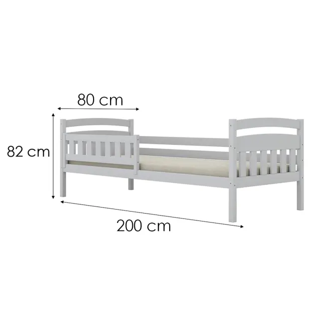 Posteľ Tosia štandard + zábrana 80x200 biela