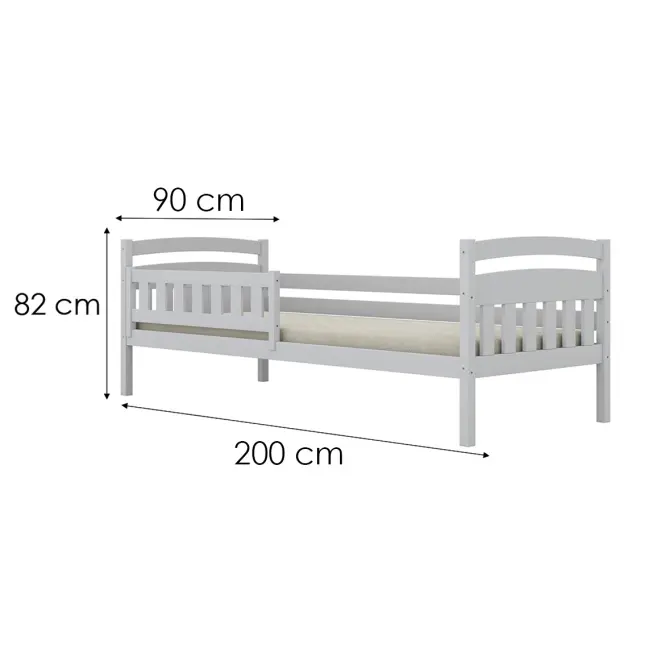Posteľ Tosia štandard + zábrana 90x200 biela