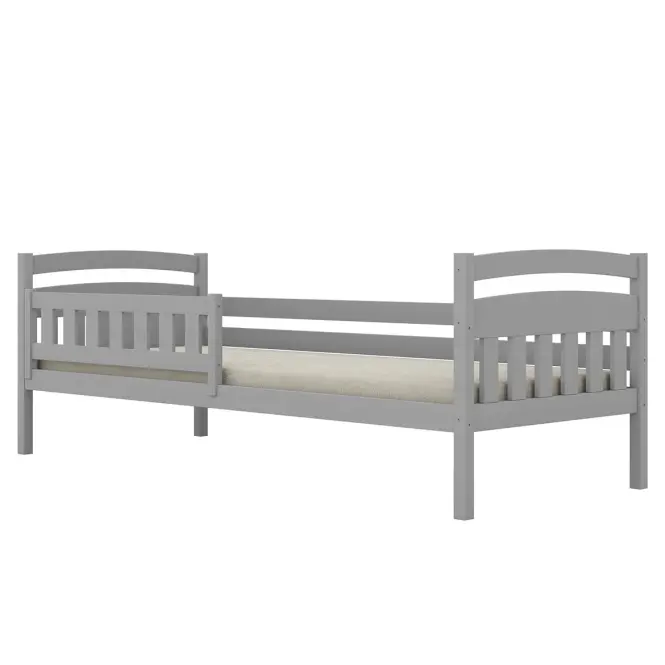 Posteľ Tosia štandard + zábrana 90x180 sivá