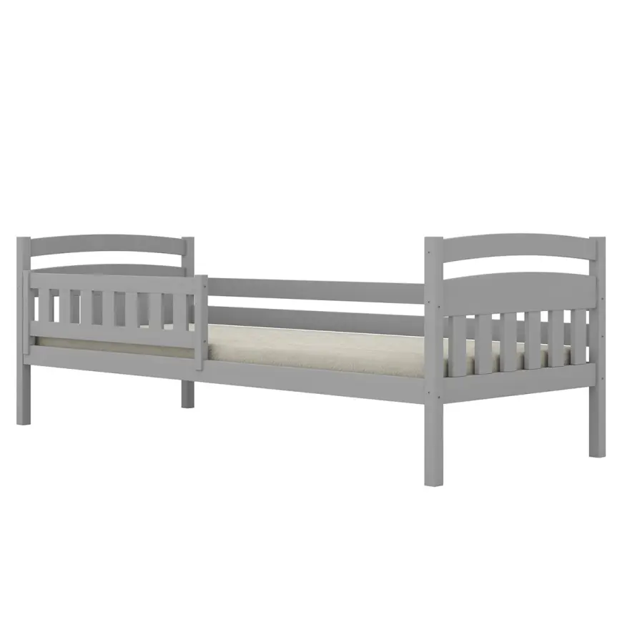 Posteľ Tosia štandard + zábrana 90x180 sivá