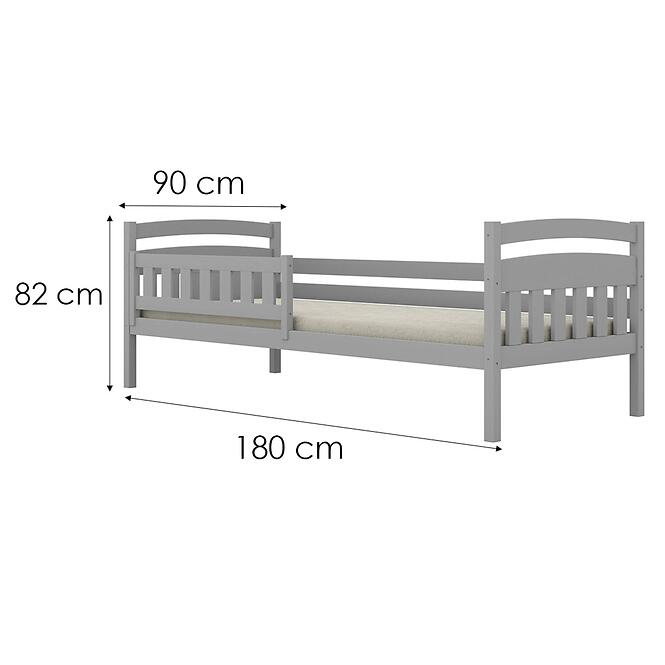 Posteľ Tosia štandard + zábrana 90x180 sivá