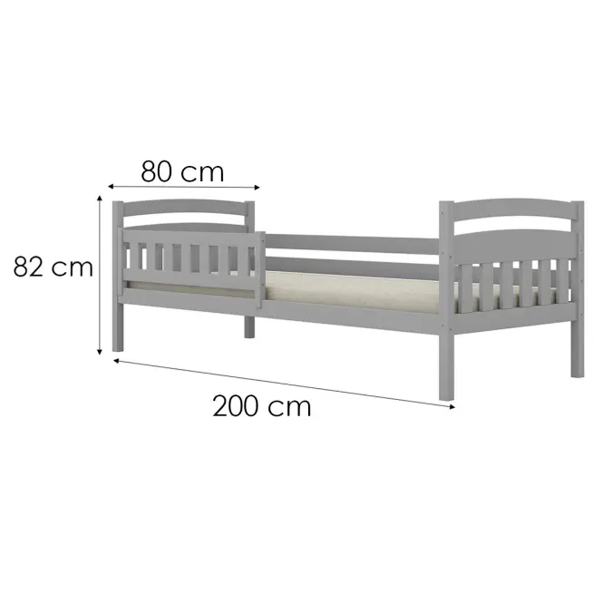Posteľ Tosia štandard + zábrana 80x200 sivá