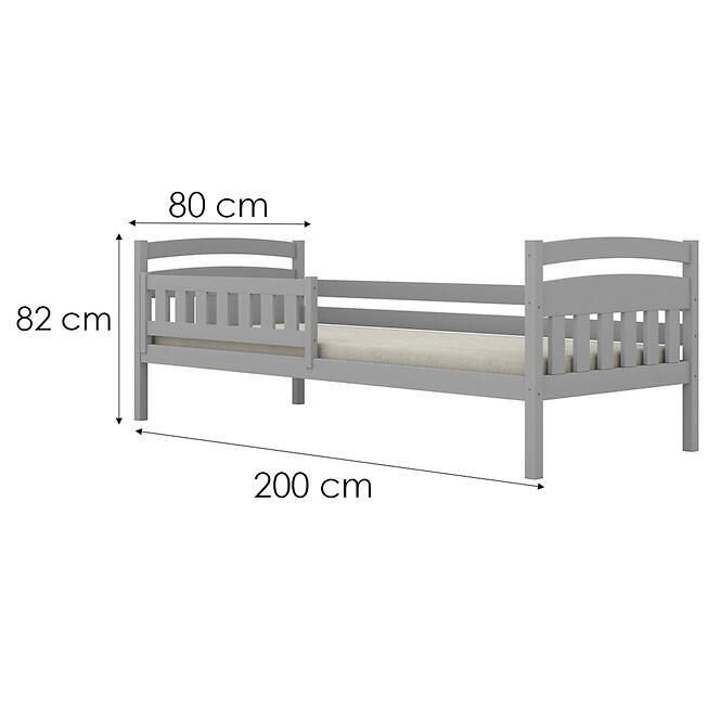 Posteľ Tosia štandard + zábrana 80x200 sivá
