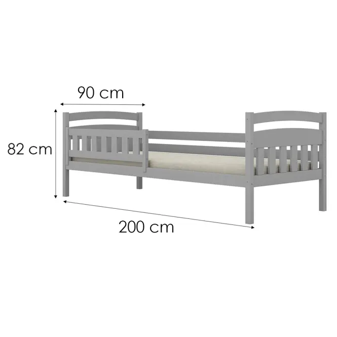 Posteľ Tosia štandard + zábrana 90x200 sivá,2