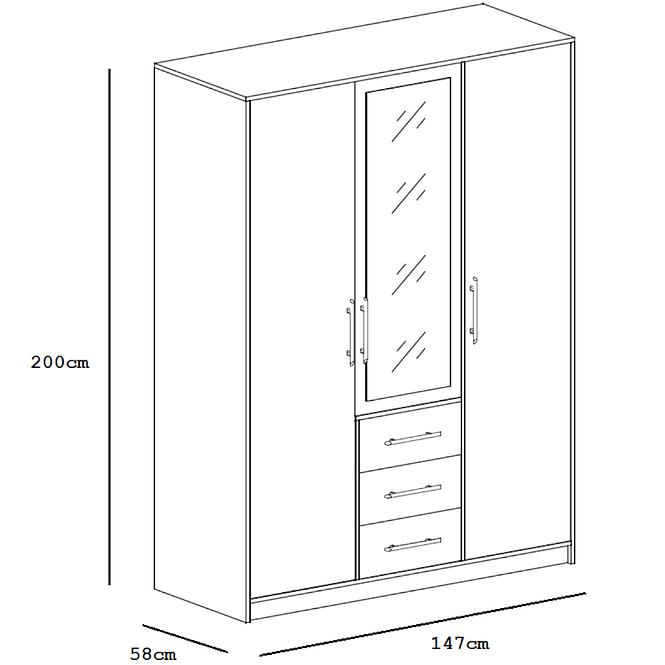 Skriňa Bali D3 147 cm dub sonoma