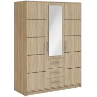 Skriňa Bali D3 147 cm so zrkadlom – sonoma, trojdverová, zásuvky