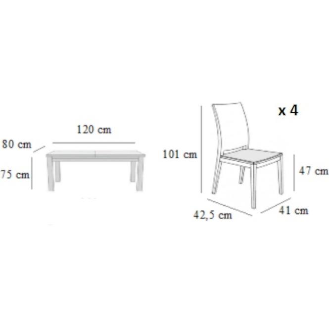 Jedálenská zostava Smart 1+4 Rustik,2